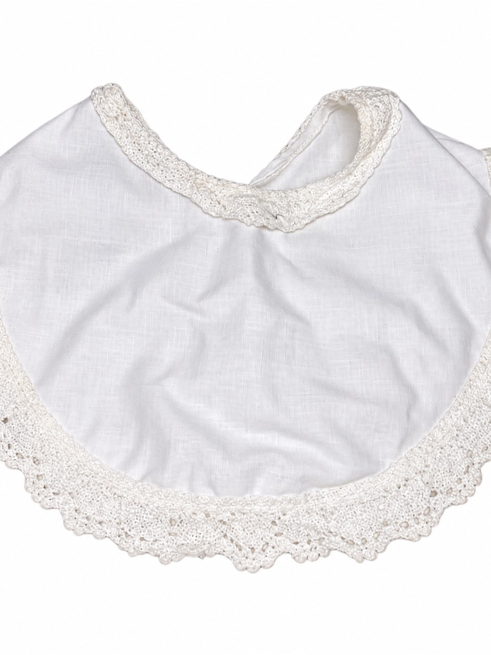 Source Unknown Cream Crochet-Trim Baby Bib